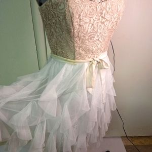 TeezeMe Beige & White Layered Tulle Dress Size 5